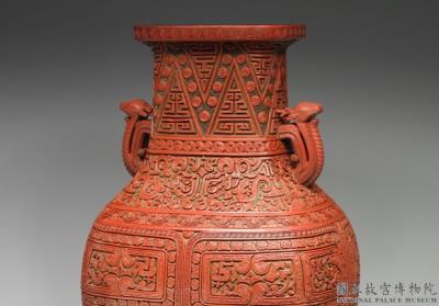 图片[2]-Vase with deer-shaped handles Carved polychrome lacquerware, 18th-19th century, Qing dynasty-China Archive